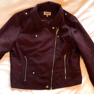 Kenneth Cole Feaux Suede Plum Moto Jacket